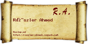 Röszler Ahmed névjegykártya